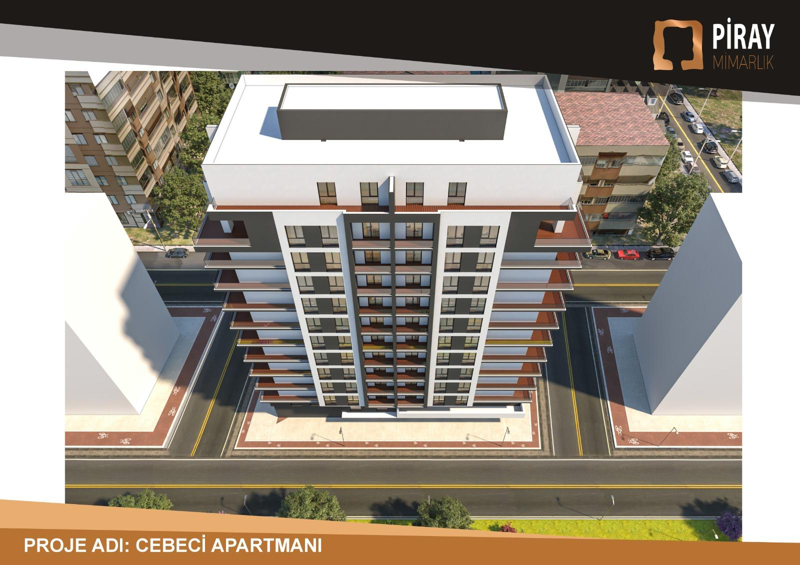 Cebeci Apartmanı projesinin havadan görünümü